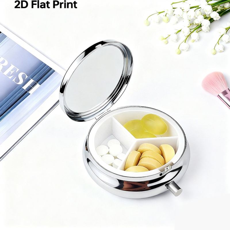 평평하고 휴대 가능한 둥근 금속 알약 케이스로, 빈티지 - Travel Accessories As Gifts 리뷰 및 가격