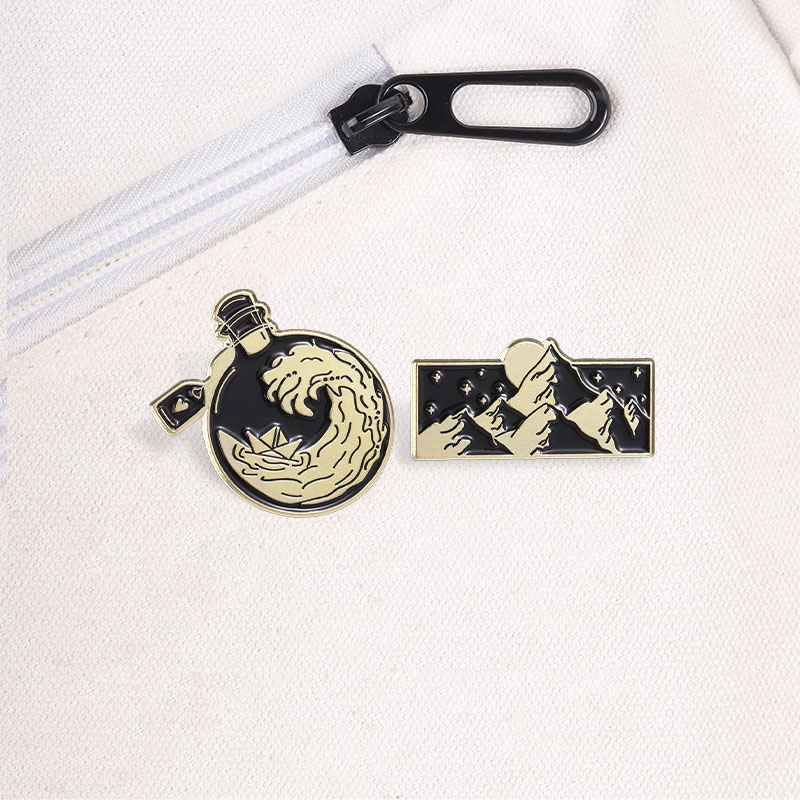 바다 파도 병 산 풍경 에나멜 배지 자연 여행 핀 합금 - Travel Accessories Jewelry 리뷰 및 가격