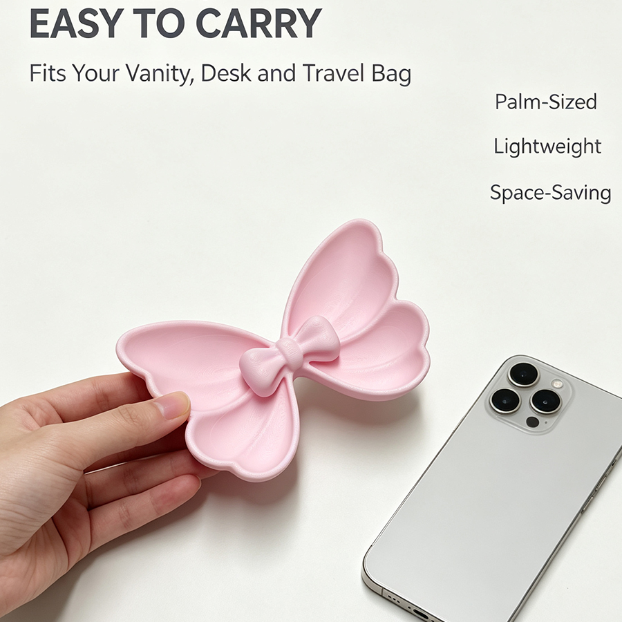 3D 리본 모양 레이스 디자인, 부드러운 핑크색 무광  - Travel Accessories Jewelry 리뷰 및 가격